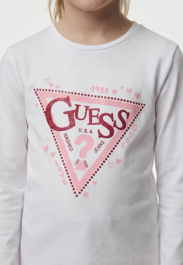 Футболка с треугольным логотипом с длинным рукавом Guess, белый — фото 3