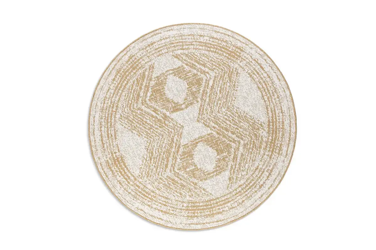 

ELLE DECORATION ковер "Merge, внутри и снаружи", круглый, плоского плетения, для дома и улицы, современный, двусторонний ковер, балкон, гостиная Ø 100 см, охра