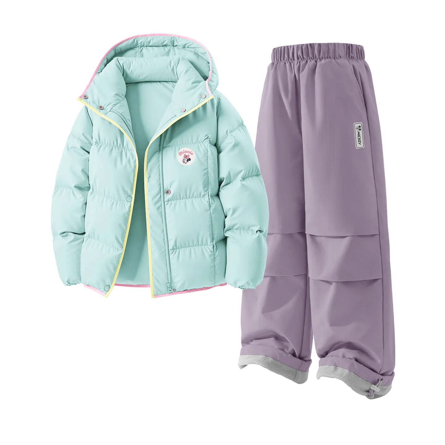 Детский спортивный костюм с круглым вырезом Disney, [Thickened and Fleece-Lined]Dini Round Hook-and-Loop K Light Blue+DiH Square Hook-and-Loop K Misty Purple