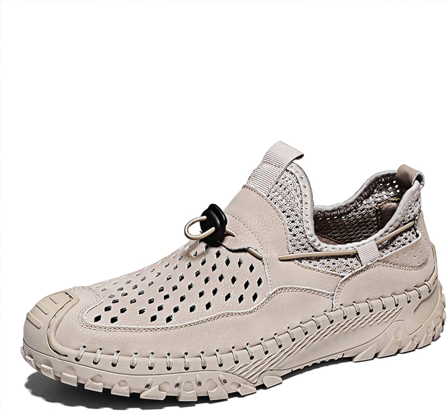 

Мужские летние кроссовки для активного отдыха на улице, дышащие сетчатые, повседневные, противоскользящие, с отверстиями, для ходьбы, вождения и работы Generic, бежевый