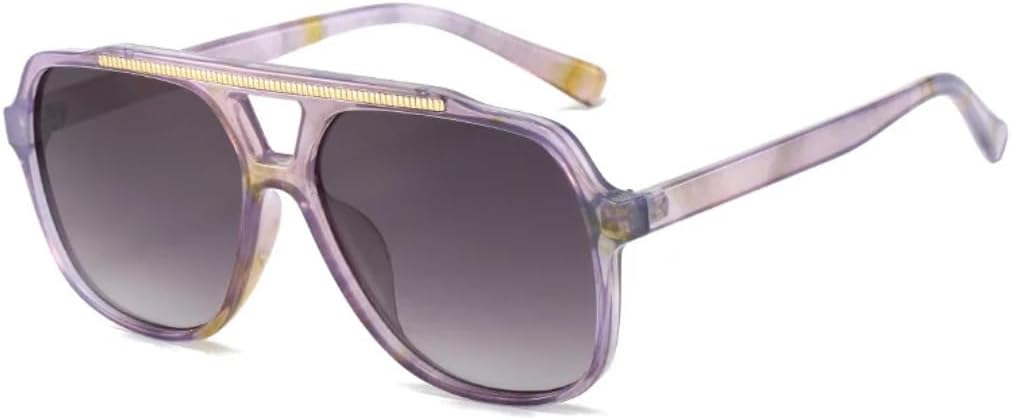 

Винтажные солнцезащитные очки с двойной перемычкой, квадратной формы, женские, модные, для мужчин, с защитой от УФ-излучения UV400, трендовые, с градиентным переходом UATXTAU, Purple Pattern Grey