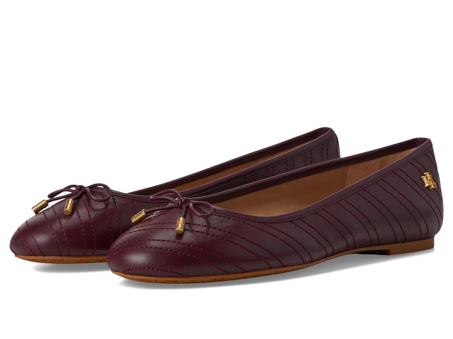 Балетки Lauren Ralph Lauren Jayna Stitched Leather Flat, Pinot Noir/Pinot Noir