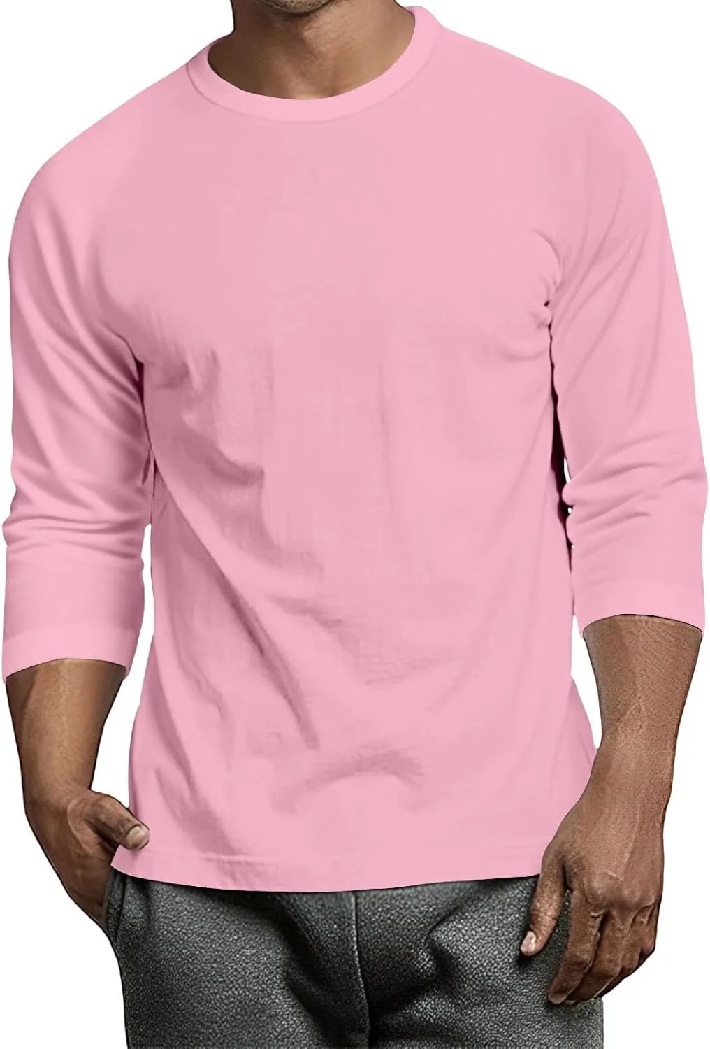 

Футболка для мужчин Classic Crewneck с принтом, 3/4 рукава, свободный крой FQZWONG