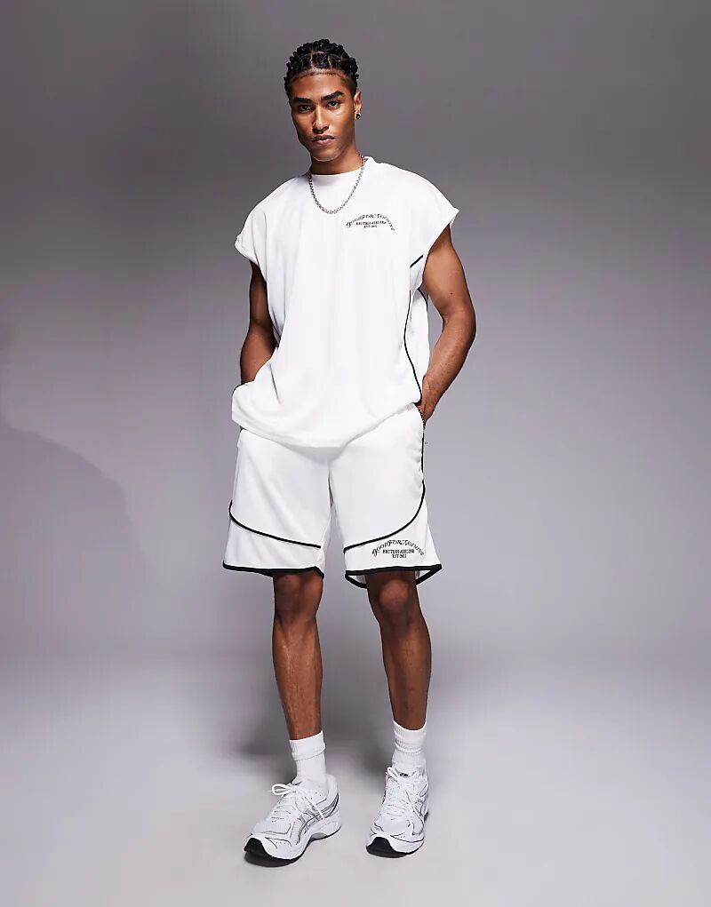 

Короткие шорты Good For Nothing в сеточку бежевого цвета с черной окантовкой