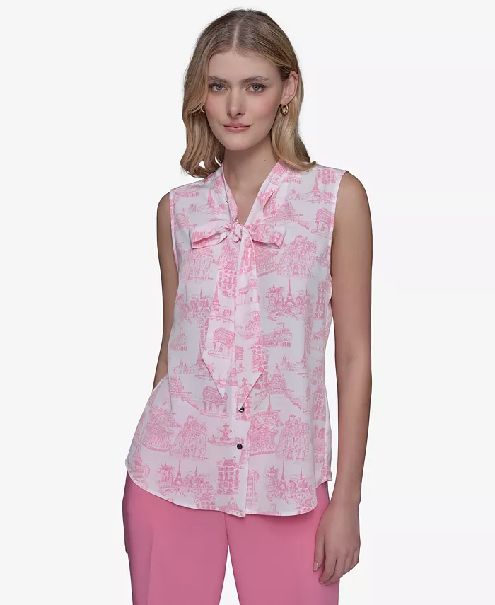 

Женская блузка с принтом и галстучным воротником KARL LAGERFELD PARIS, розовый