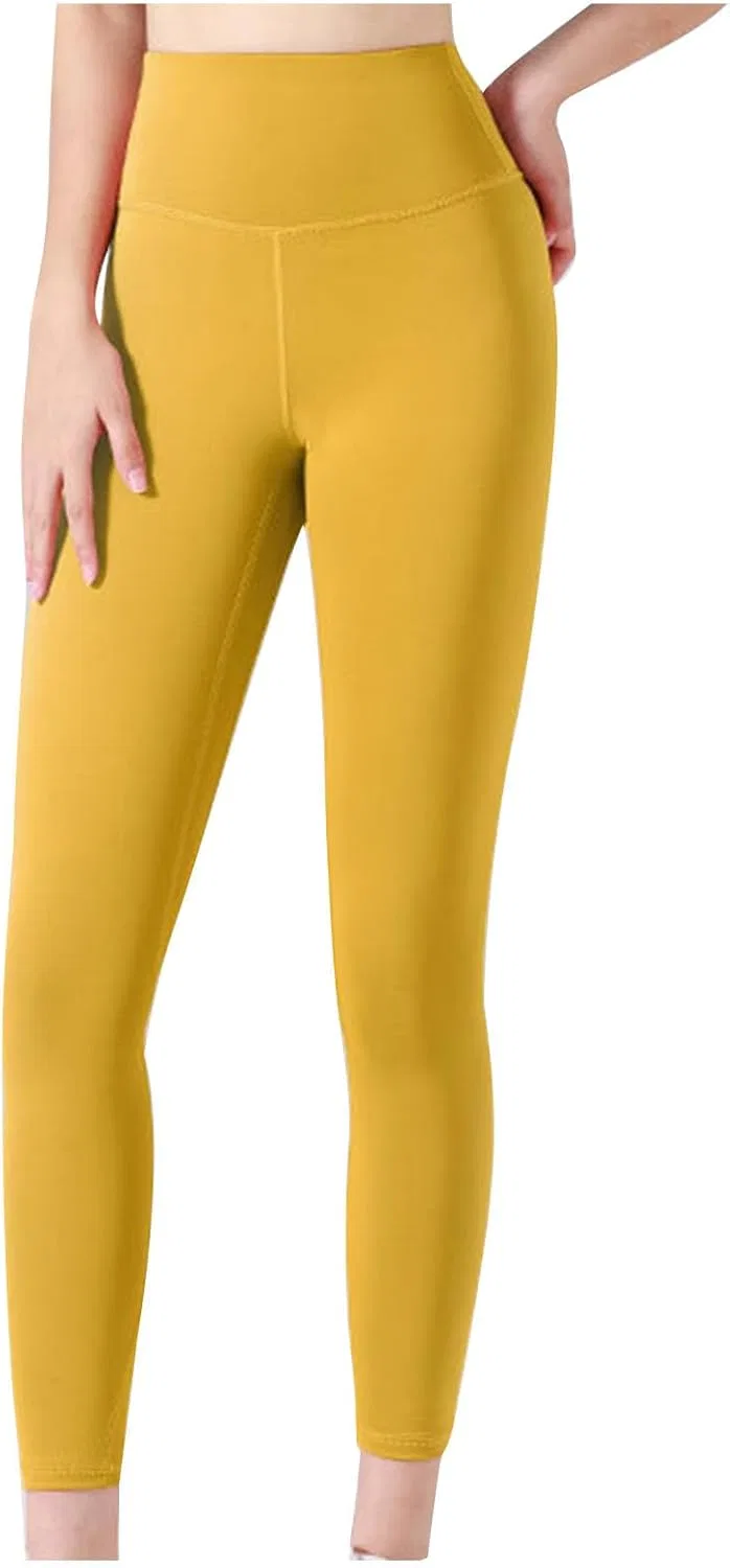 Леггинсы для тренировок, высокие, с контролем живота, Generic, A02_yellow