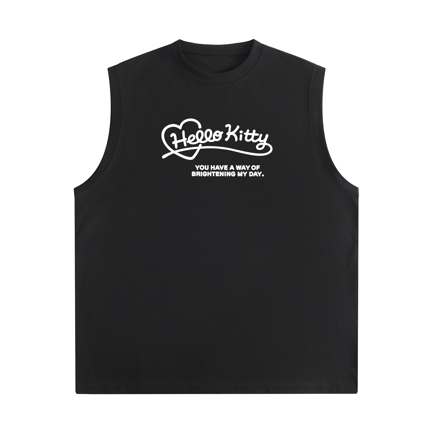 

Топ-майка unisex Hello Kitty Katy Cat Cinnamoroll Sanrio, черно-белый