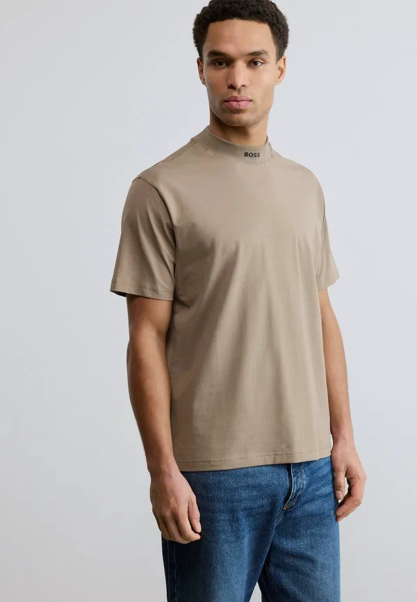 Футболка с воротником-стойкой, базовая футболка Boss, Light Pastel Green