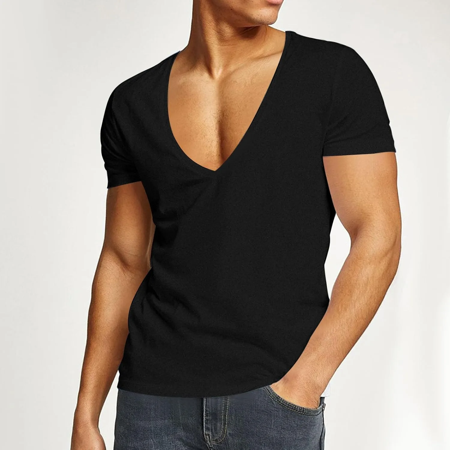 Мужская майка V-Neck Slim Fit Stretch для тренировок — фото 2
