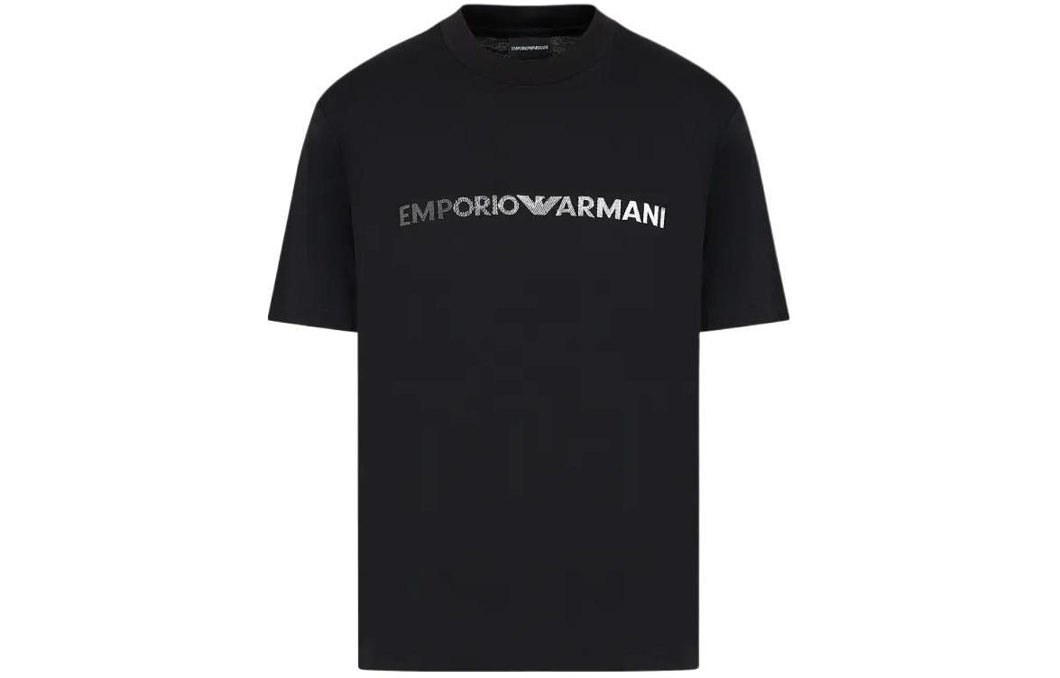 Футболка Pima Jersey с вышитым логотипом EMPORIO ARMANI, черный — фото 3