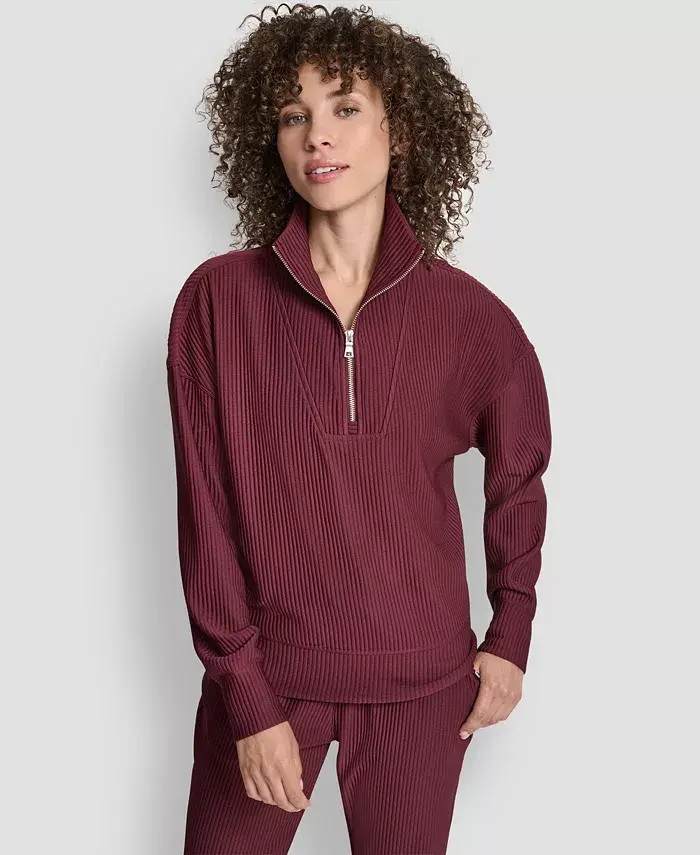 

Женская футболка Tech Ottoman с полузастежкой-молнией и воротником-стойкой Dkny, красный