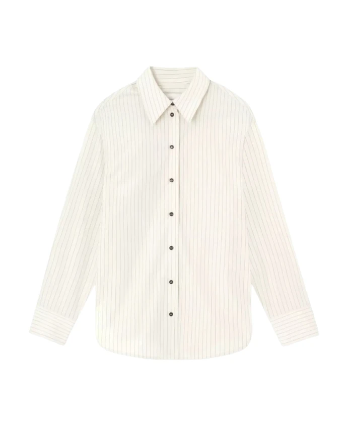 

Бежевая полосатая рубашка Loulou Studio, бежевый