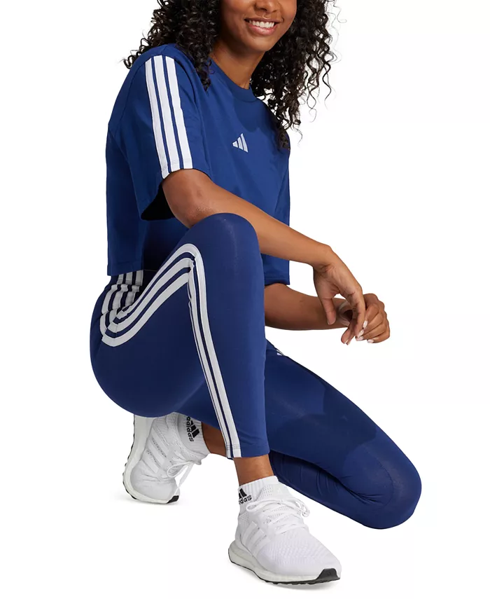 Женские облегающие леггинсы с высокой посадкой и полной длиной adidas, синий — фото 3