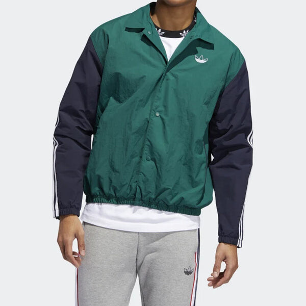 Куртка Men's adidas originals Trefoil Coach Colorblock Logo Casual Jacket Blue, зеленый — фото 3