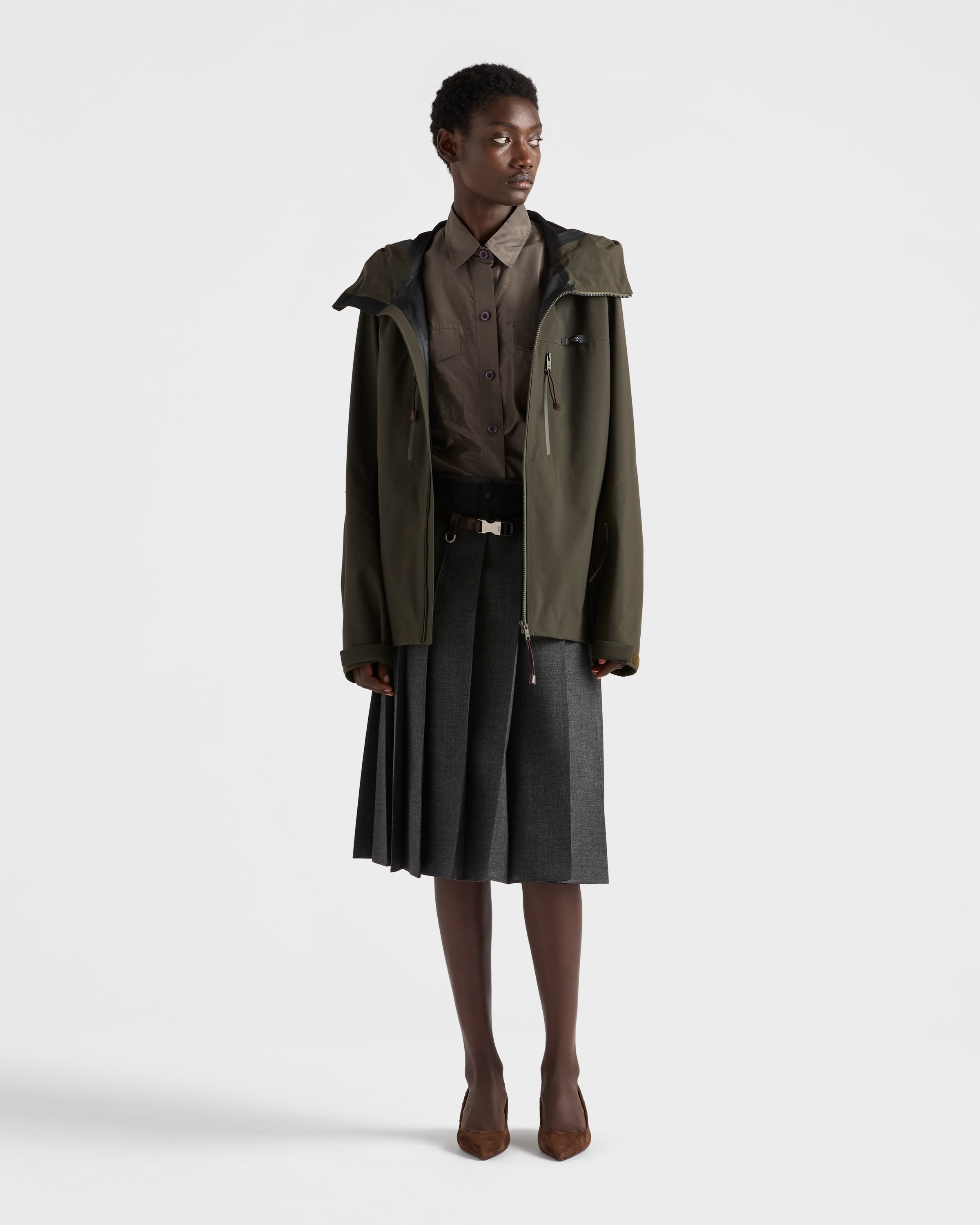 Куртка из технической ткани Prada, камуфляжный зеленый — фото 2