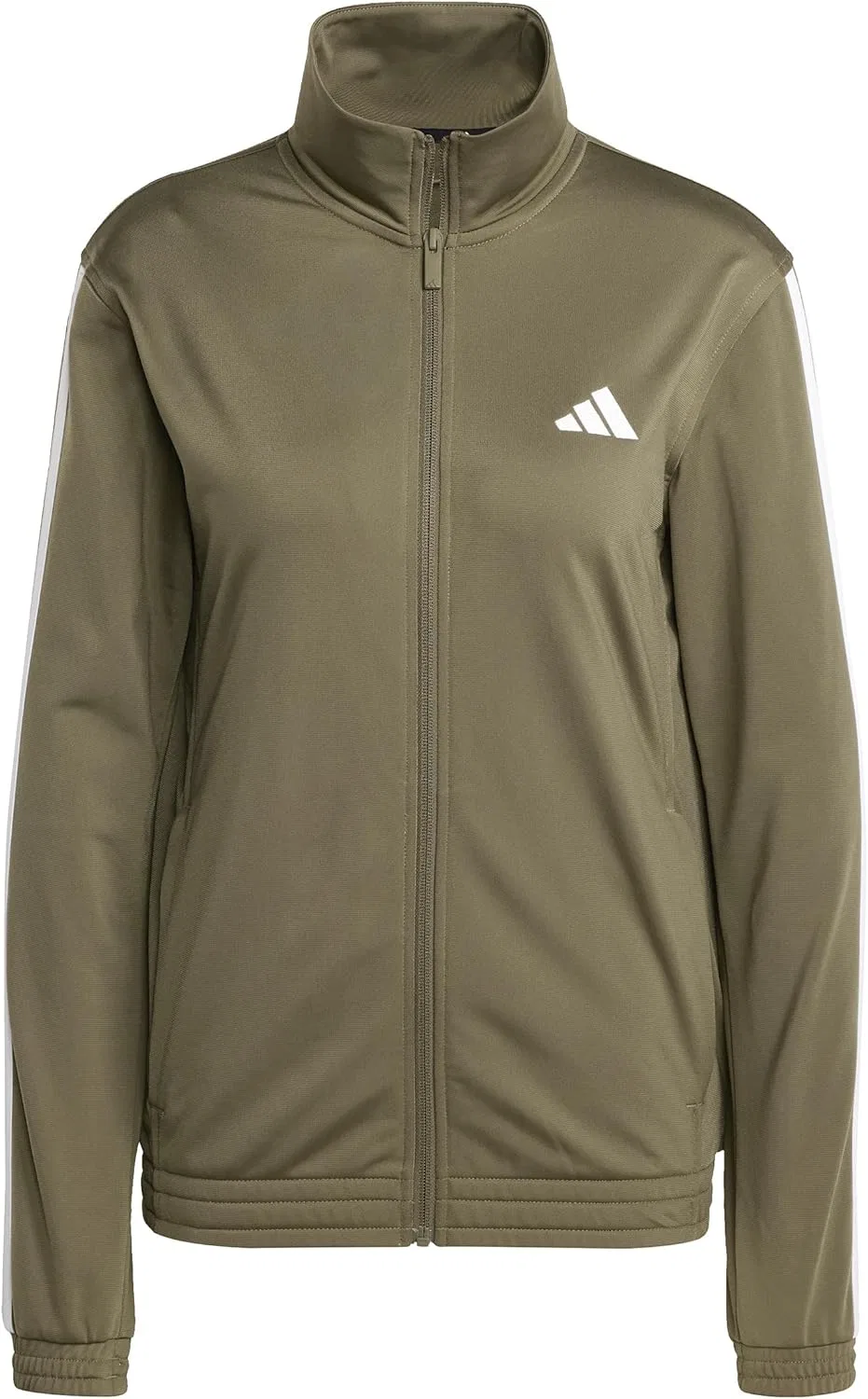 Трек-куртка женская adidas, оливково-серая/белая — фото 2