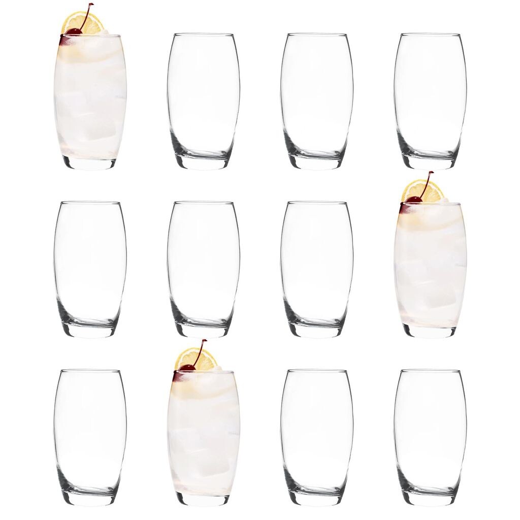 

12 стаканов Empire Highball емкостью 510 мл — большие стеклянные стаканы Hi Ball для воды, джина, сока, коктейлей, набор стаканов для питья — от LAV, белый