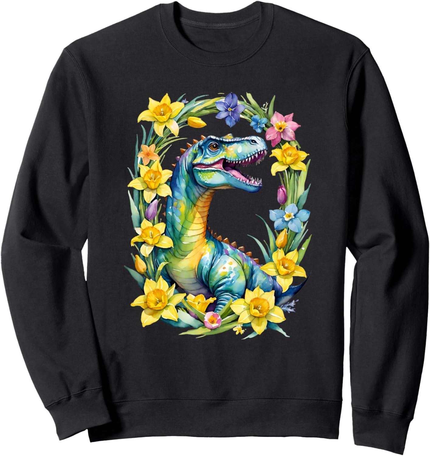 

Пасхальный тираннозавр, динозавр, нарцисс, весенняя толстовка с рисунком Dino Teez 4 Us, черный