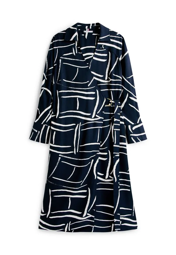 Платье-Рубашка свободного кроя с запахом, модель curve Tommy Hilfiger Curve, Flag Feathers Navy Large — фото 3