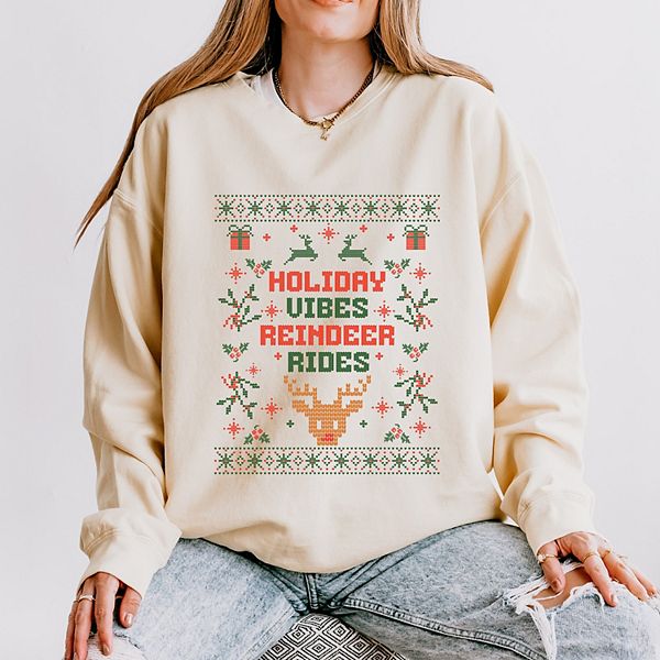 

Свитшот Holiday Vibes Reindeer Rides Ugly Sweater - женский легкий, окрашенный в готовом виде Simply Sage Market, Ivory, Зеленый, Свитшот Holiday Vibes Reindeer Rides Ugly Sweater - женский легкий, окрашенный в готовом виде Simply Sage Market, Ivory