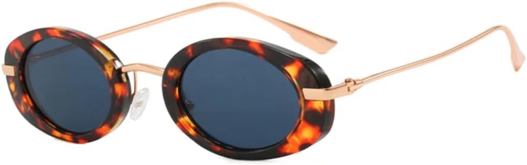 

Ретро маленькие овальные женские солнцезащитные очки класса люкс, модные панк-очки для мужчин, трендовые градиентные солнцезащитные очки с защитой от УФ-излучения UV400 UUPTTPL, Leopard Grey