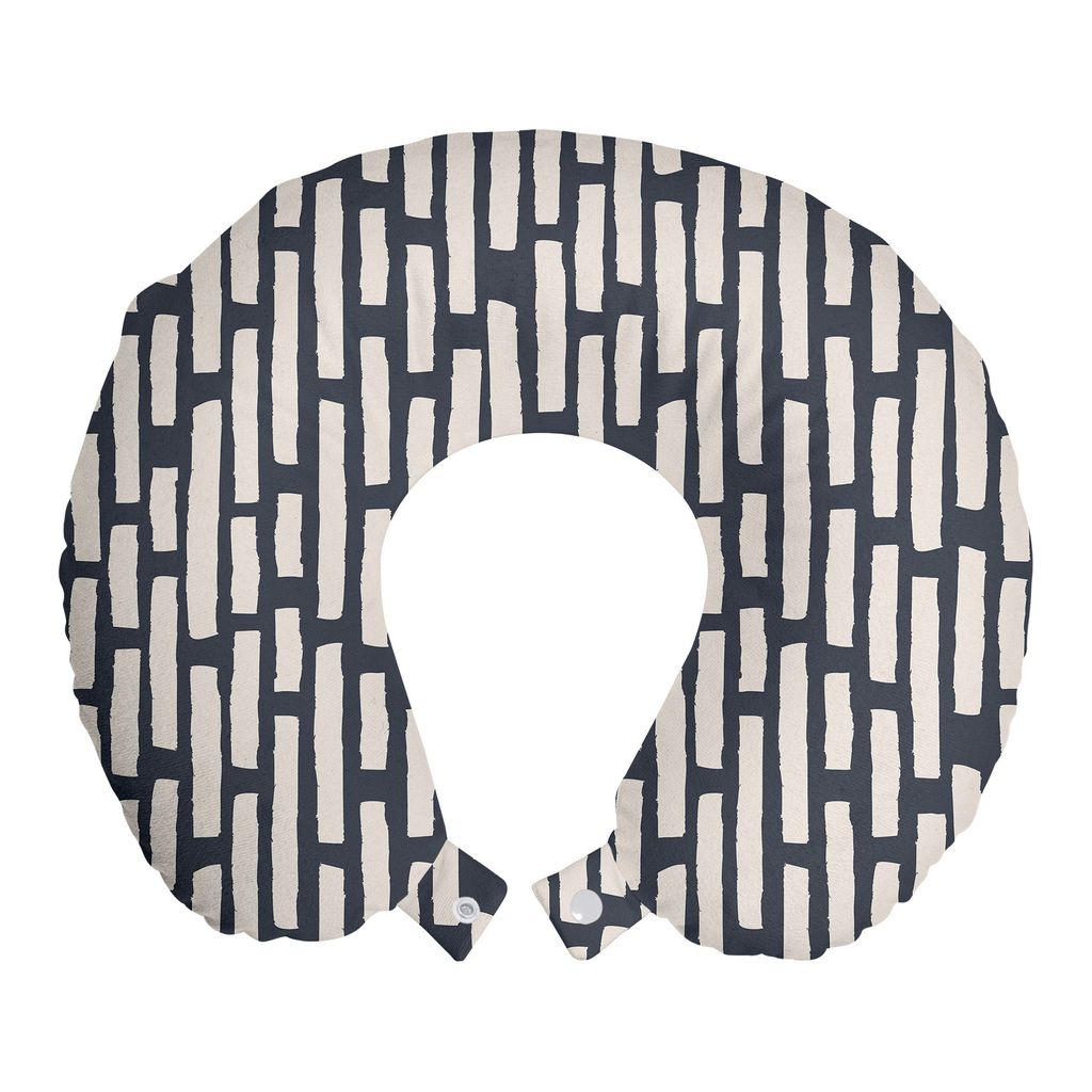 

ABAKUHAUS Abstract Travel Pillow Neck Support, Brushstroke Bold Bar, пенопластовые дорожные принадлежности для самолета и автомобиля, 30x30 см, темно-сланцево-синий, бежевый