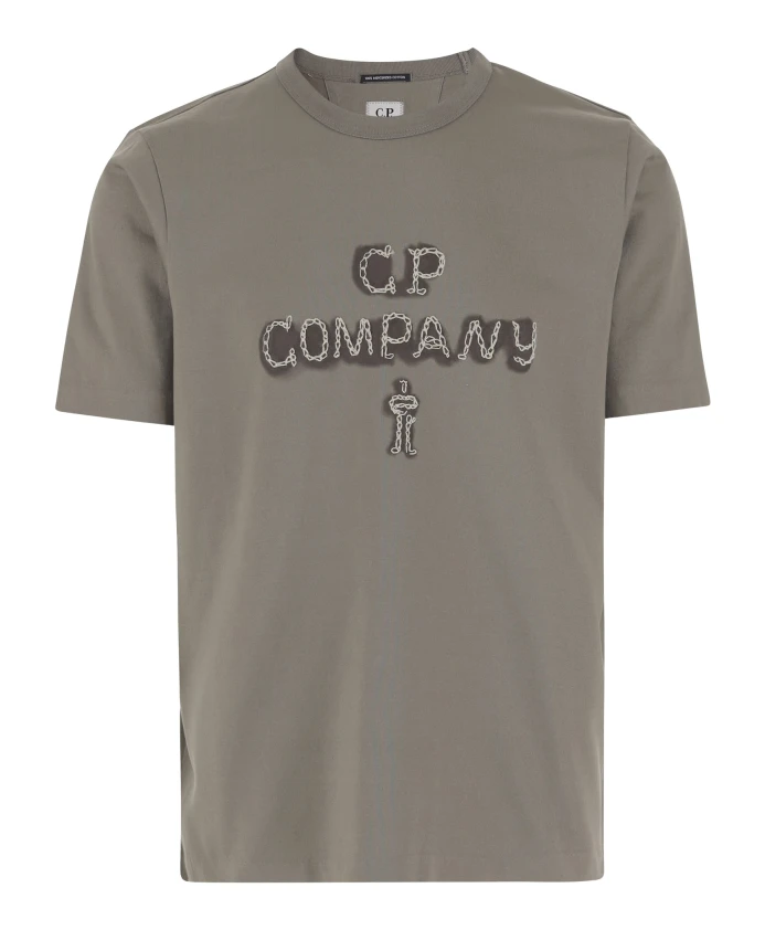 

Хлопковая футболка с логотипом, темно-бежевый цвет. C.P. Company, серый