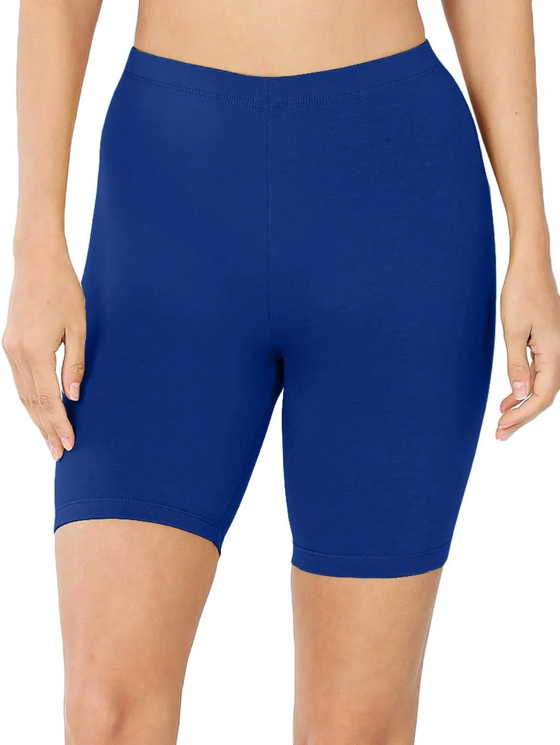ALLLA Женские велосипедные шорты, хлопковые леггинсы, спортивная одежда (S-3XL), Mid Thigh- Dk Blue — фото 4