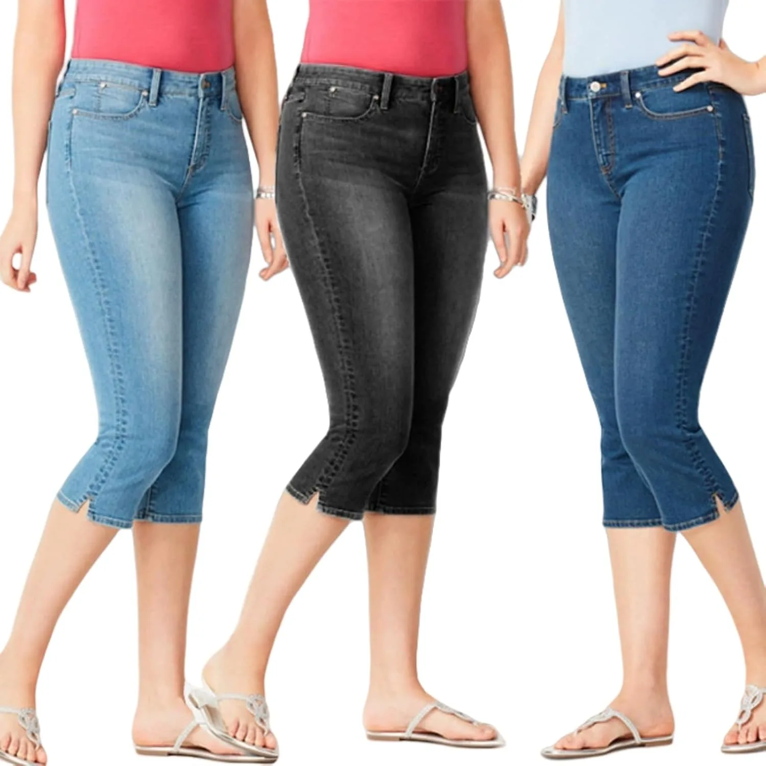 Женские джинсы капри Soft Denim, высокие, прямые, эластичные — фото 2