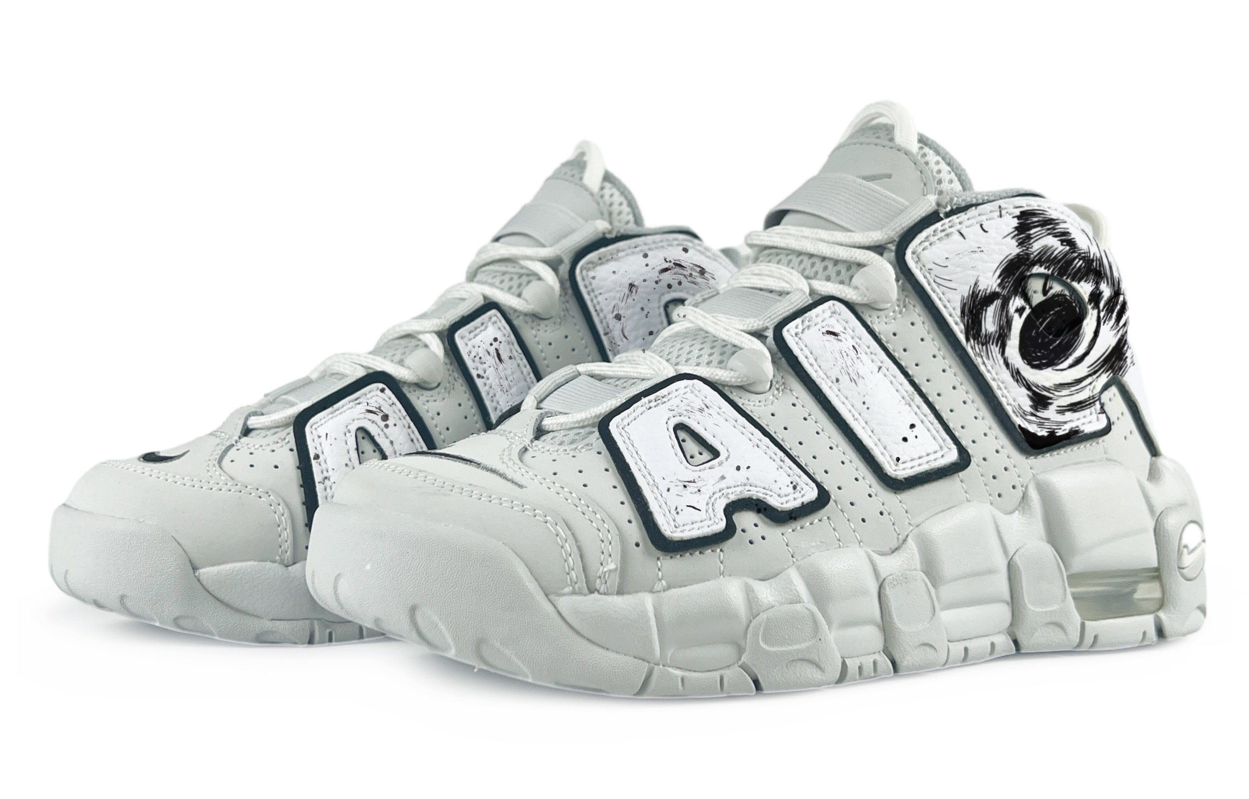 

Кроссовки Nike Air More Uptempo Vintage Basketball Shoes Men Mid-Top White Gray Black