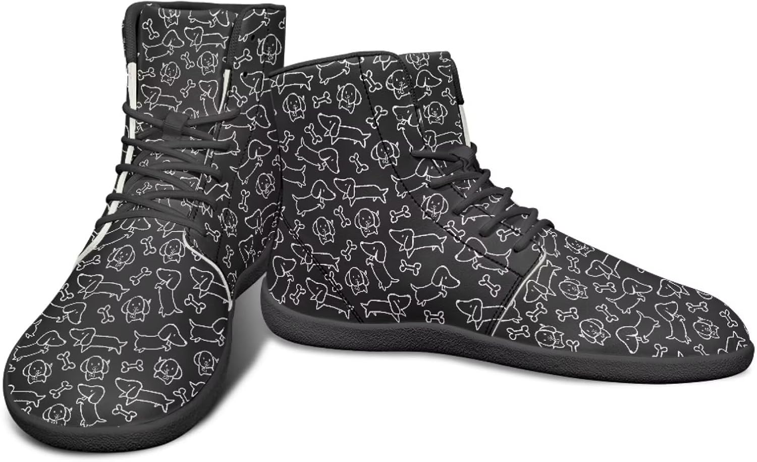 

Высокие кроссовки без подъема пятки с принтом лап собак - беговые кроссовки из искусственной кожи, мужские многоцветные повседневные спортивные кроссовки Watdotory, Cartoon Puppy Designs