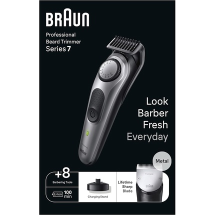 

Braun Series 7 BT7420 Профессиональный триммер для бороды для мужчин 40 настроек длины Инструменты для парикмахеров Зарядная база Дорожный чехол Шаблон для подбородка Аккумулятор Oral-B