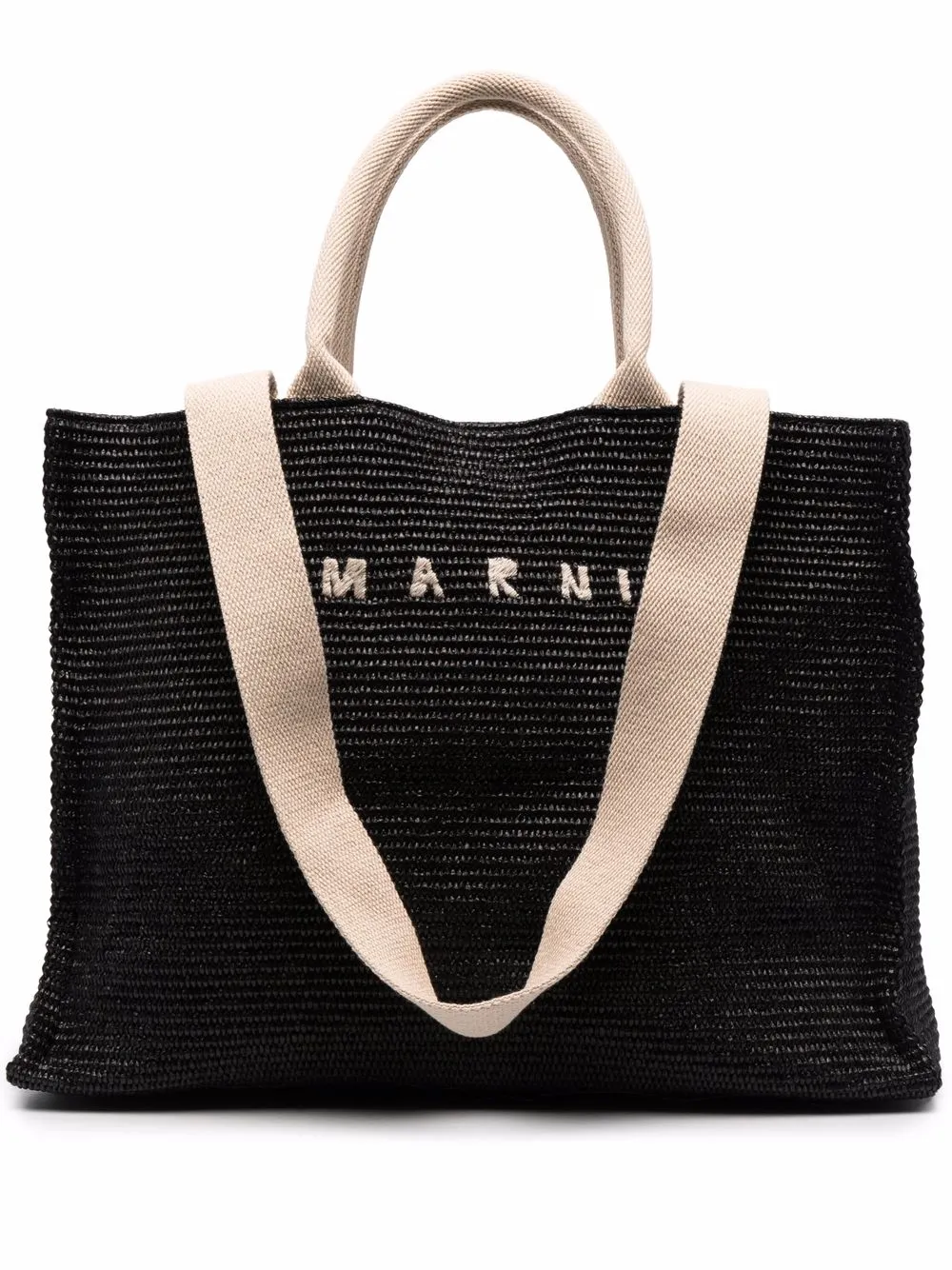 

Плетеная сумка-тоут с логотипом Marni, черный