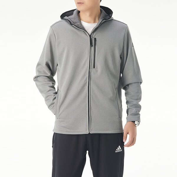 Куртка adidas Perfom Fl Jkt Solid Color Fleece Lined Stay Warm Hooded Jacket Gray, серый — фото 3
