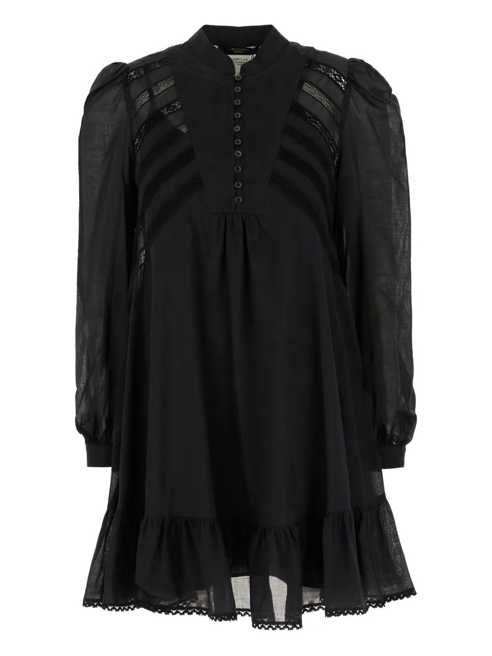 

Платье мини с оборками и кружевом Weekend Max Mara, черный