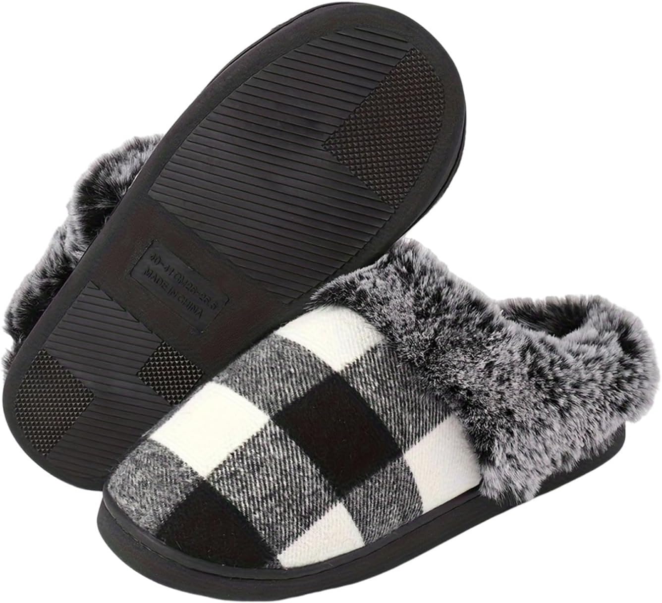 

Женские мужские теплые плюшевые тапочки Edobao Домашняя обувь из пены с эффектом памяти и ошейником из искусственного меха, черный