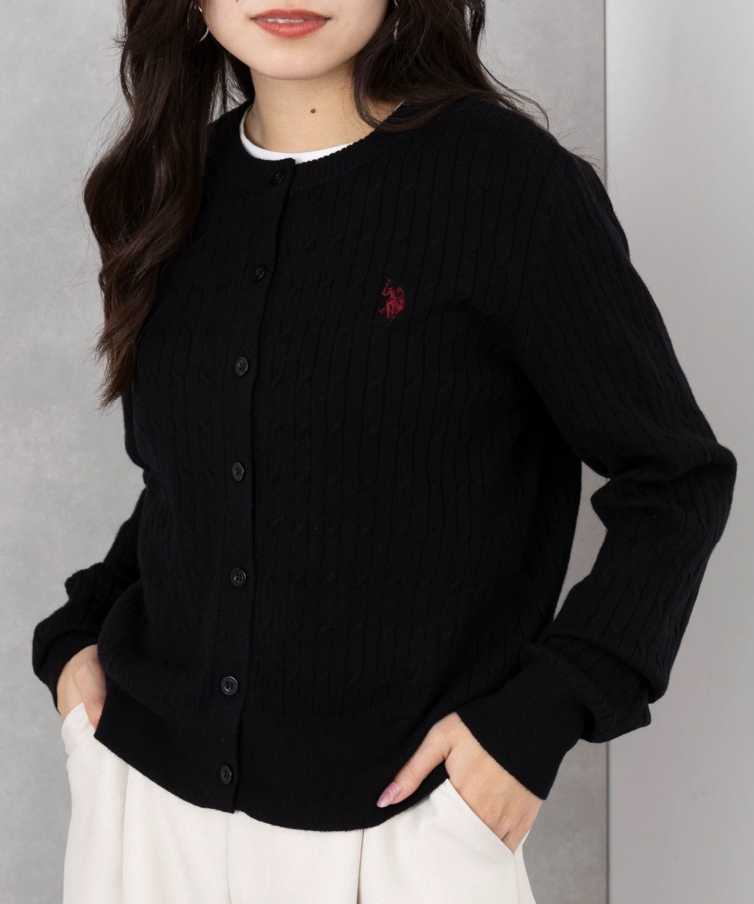 Кардиган мини-кросса с вышитым логотипом US POLO ASSN./One-Point Logo Pony. U.S. Polo Assn., BLK — фото 4