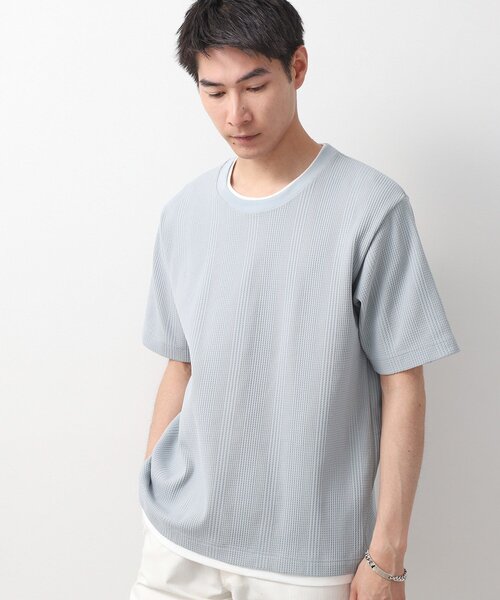 

THE SHOP TK Футболка с коротким рукавом, вафельная, THE SHOP TK, светло-серый