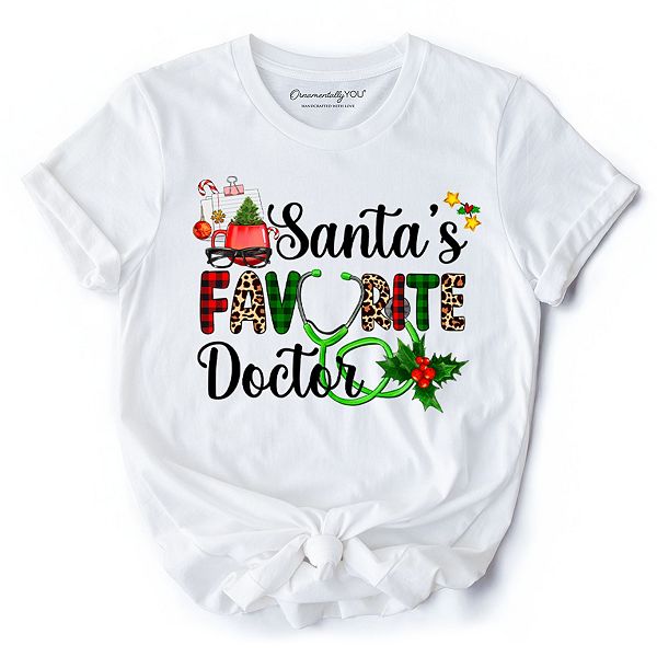 

Футболка Santa’S favorite doctor, классическая рождественская Ornamentallyyou