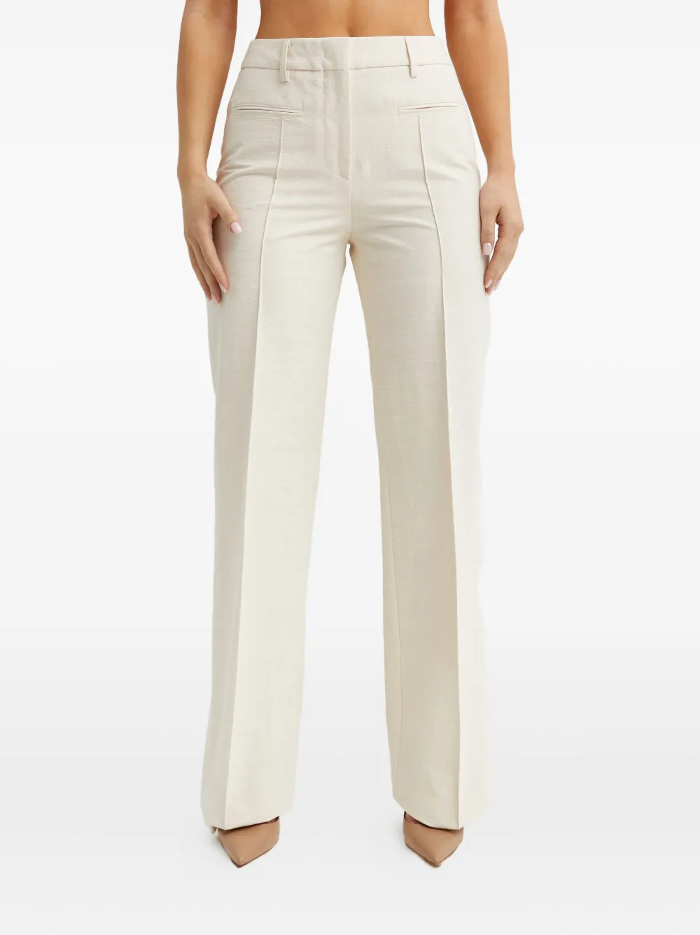 

Брюки с передним швом Fay, кремово-белый