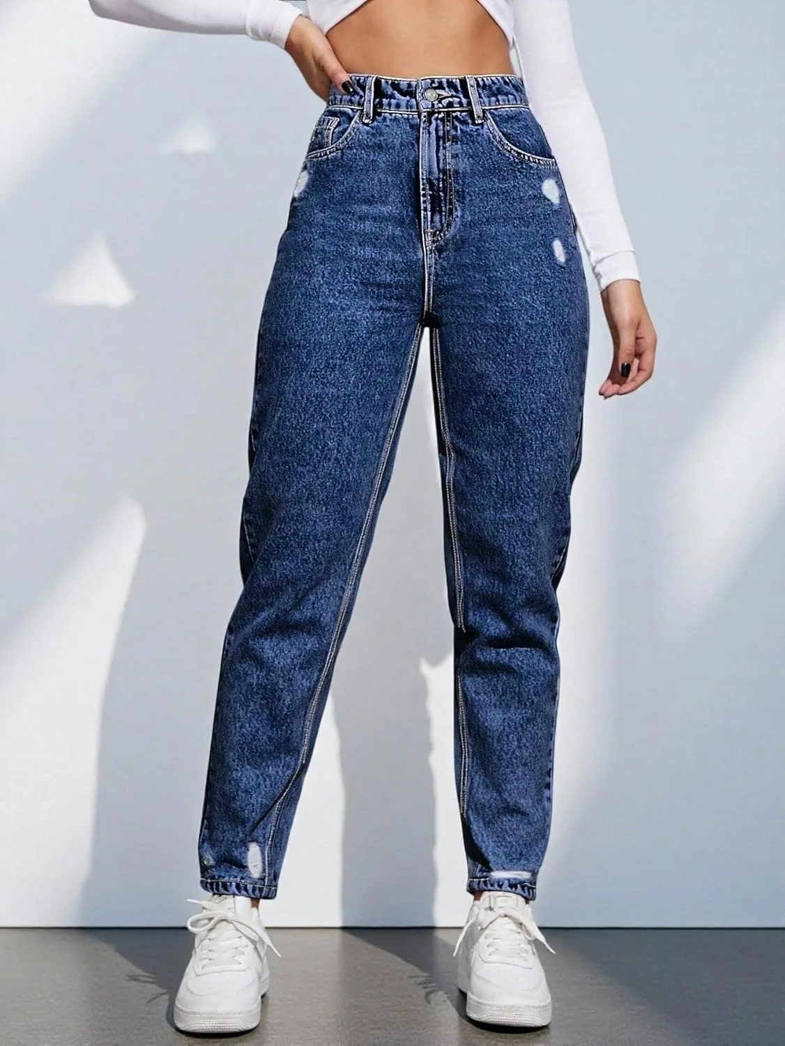 Женские классические джинсы свободного кроя Generic, Dark Wash — фото 3