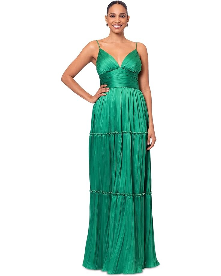 

Платье Betsy & Adam Long pleared bodre gown, зеленый