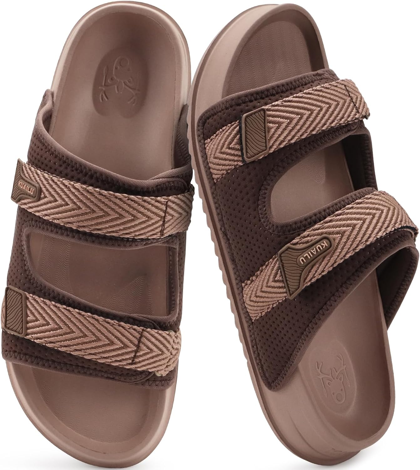 

Мужские повседневные сандалии KuaiLu с удобной ортопедической поддержкой свода стопы, летние пляжные прогулочные тапочки с мягкой подошвой, на молнии, для дома и улицы, коричневый