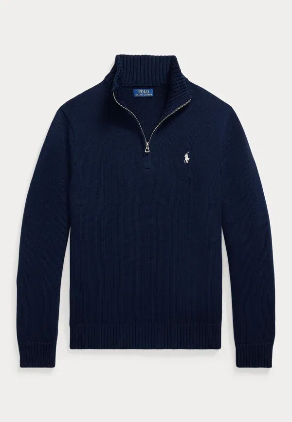 Свитер с четверть-застежкой и имитацией водолазки Polo Ralph Lauren, охотничий синий — фото 4