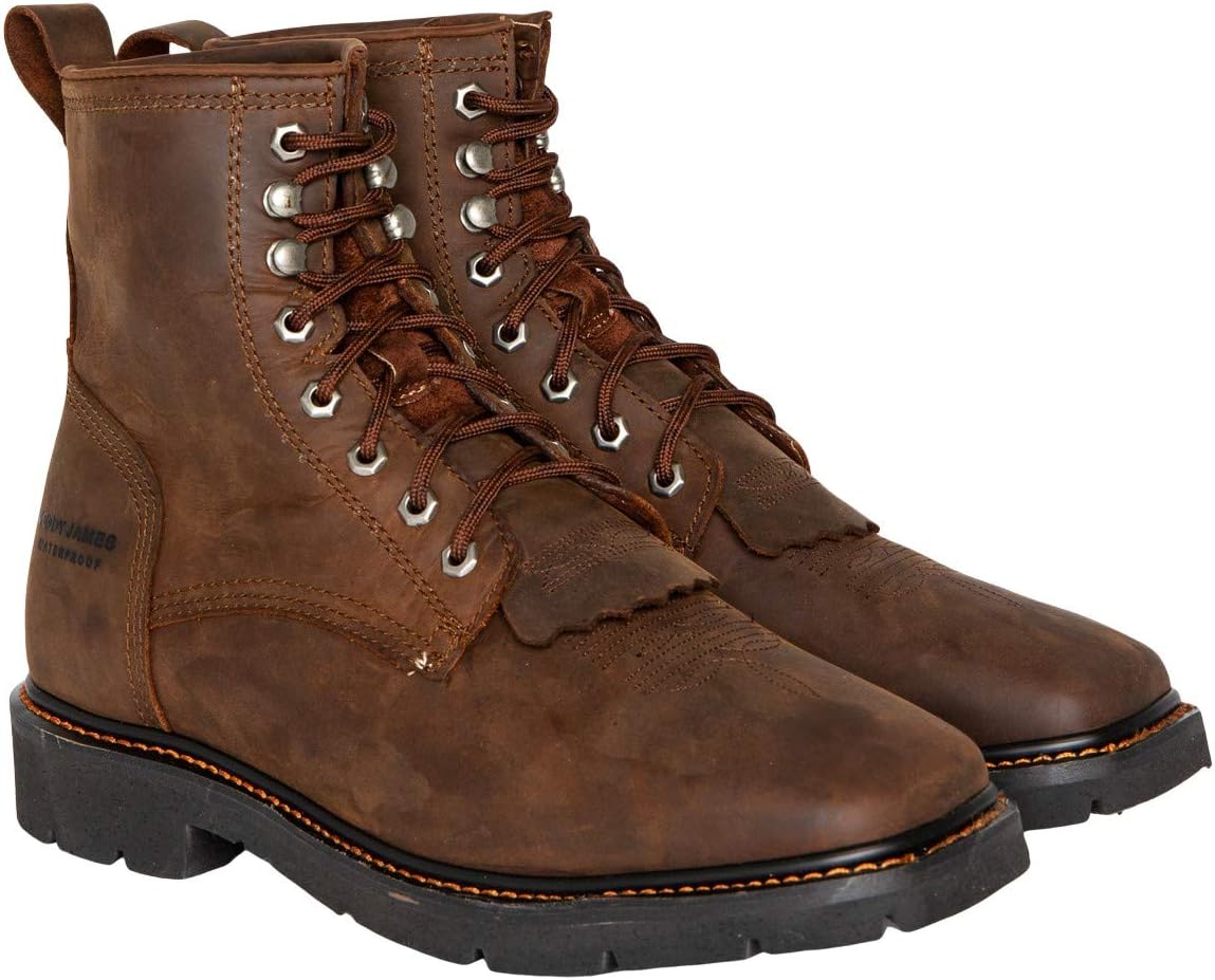 

Мужские рабочие ботинки Cody James 8" Mustang с водонепроницаемой шнуровкой и кисточкой, квадратный носок - Cwmr2, коричневый