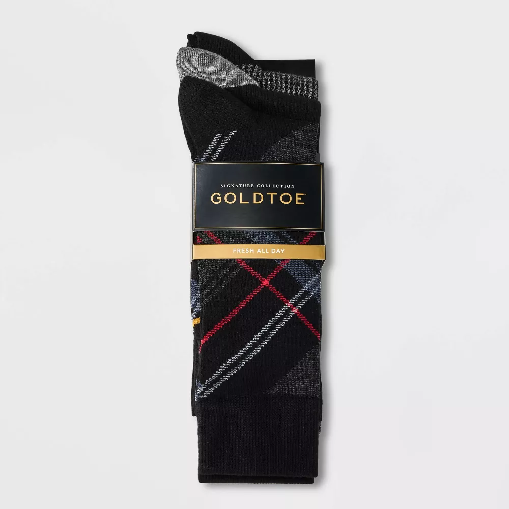 

Мужские клетчатые носки Signature Gold by GOLDTOE, 3 пары, цвет Black