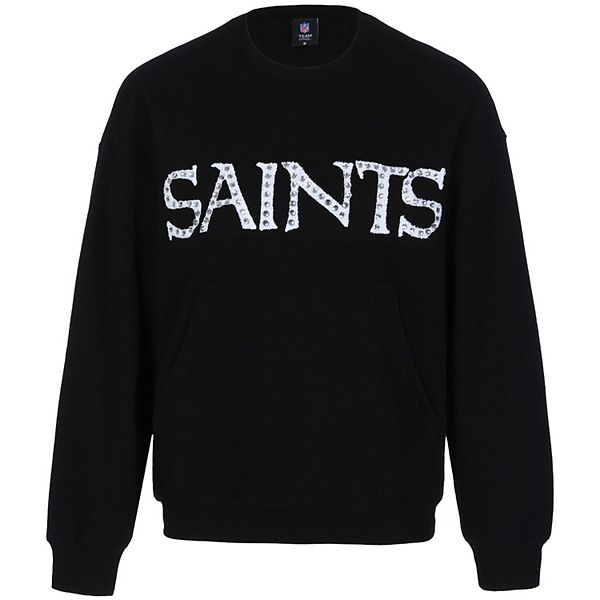 

Женский черный свитшот New Orleans Saints с шитьем и стразами Cuce