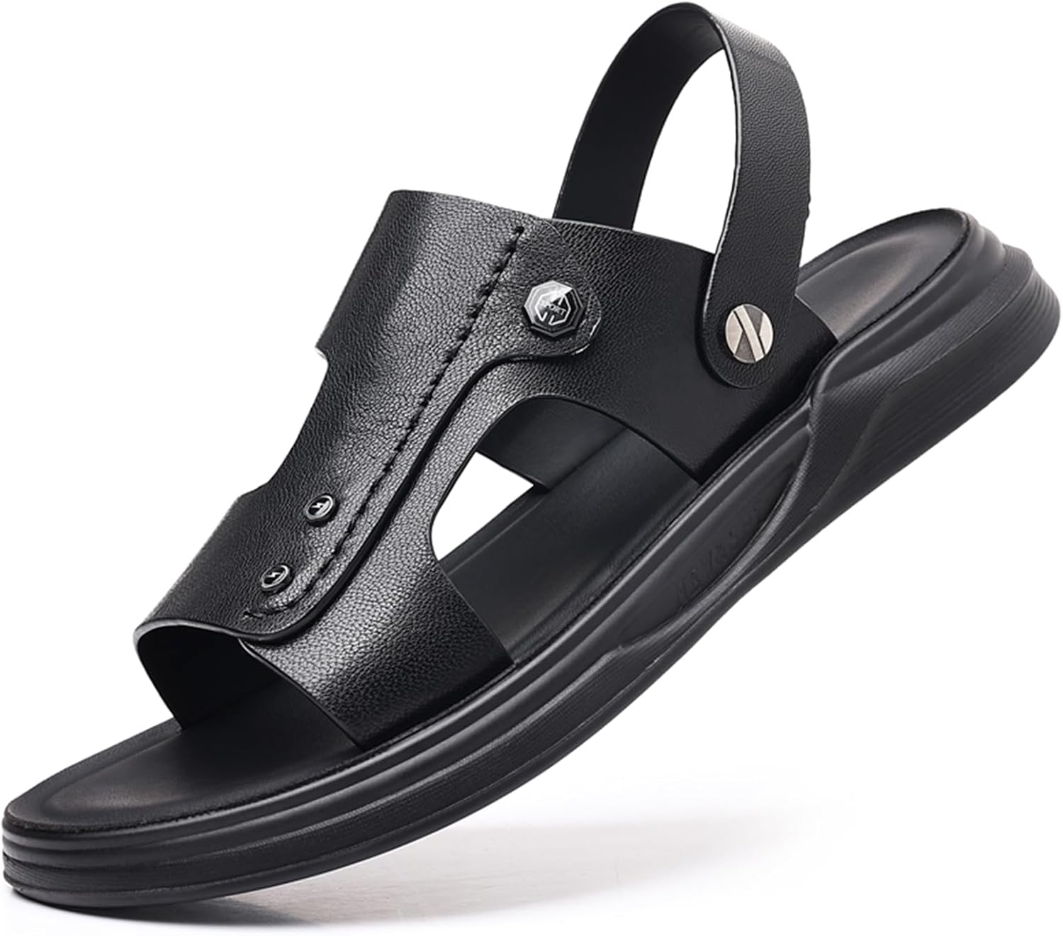 

Мужские летние повседневные кожаные сандалии Abborora с открытым носком, удобные регулируемые пляжные туфли для рыбалки и прогулок на улице, 11