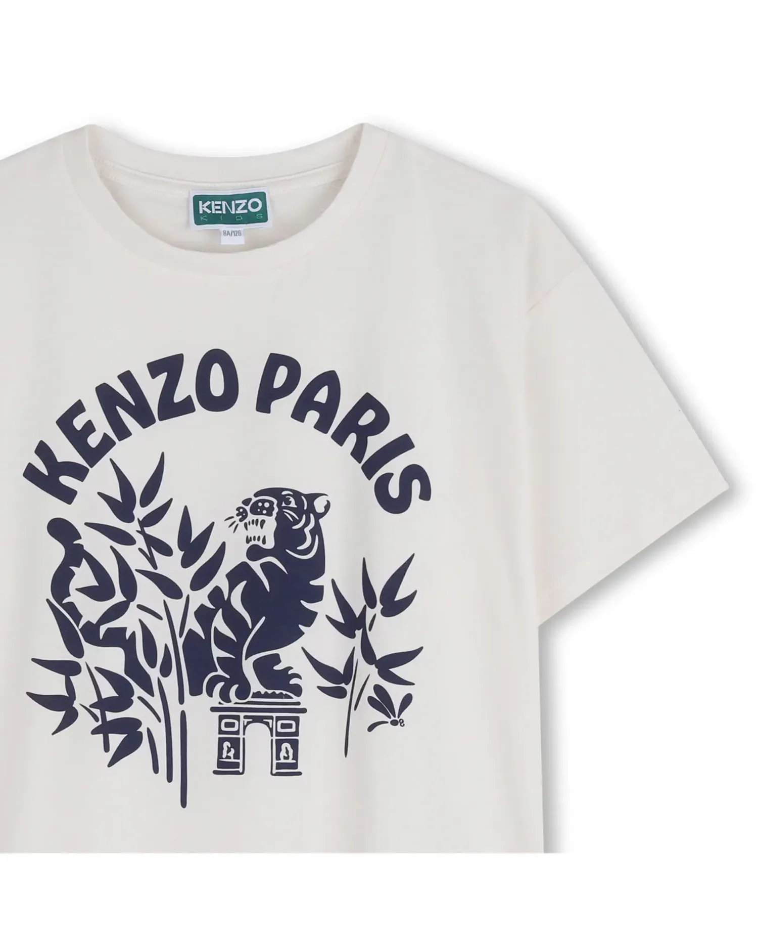 Детская унисекс футболка с французским рукавом с крупным принтом из хлопка Kenzo Kids, белый — фото 4