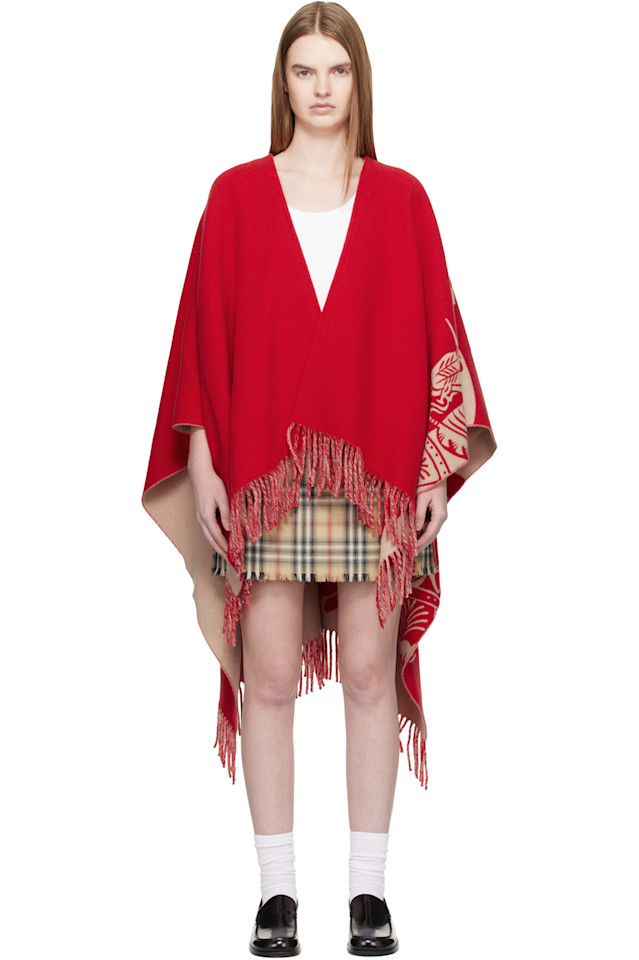 

Burberry Красная шерстяная кашемировая накидка ekd